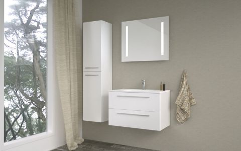 Badezimmermöbel - Set AU Rajkot, 3-teilig inkl. Waschtisch / Waschbecken, Farbe: Weiß matt