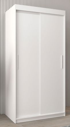 Schiebetürenschrank / Kleiderschrank Bisaurin 1A, Farbe: Weiß matt - Abmessungen: 200 x 100 x 62 cm ( H x B x T)