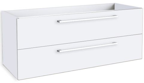 Waschtischunterschrank Rajkot 27 mit Siphonausschnitt, Farbe: Weiß matt – 50 x 119 x 45 cm (H x B x T)