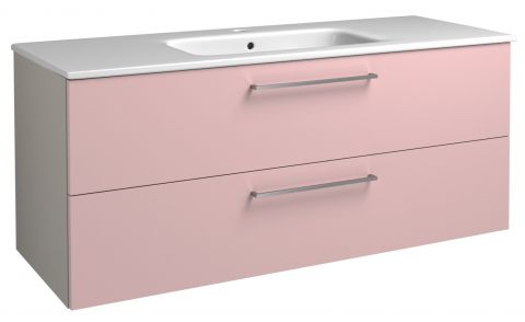 Waschtischunterschrank Noida 25, Farbe: Beige / Rosa – 50 x 121 x 46 cm (H x B x T)