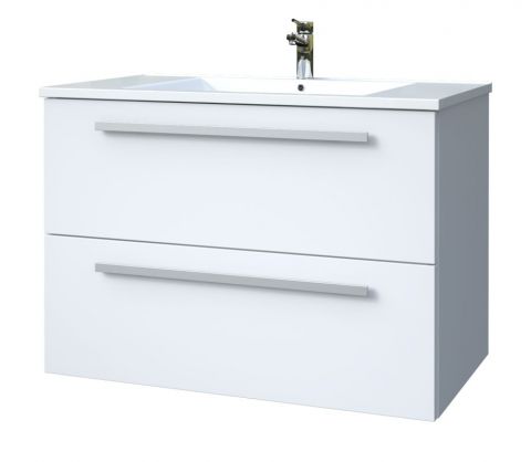 Waschtischunterschrank Bidar 40, Farbe: Weiß glänzend – 50 x 76 x 45 cm (H x B x T)