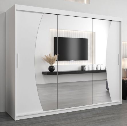 Schiebetürenschrank / Kleiderschrank Combin 06 mit Spiegel, Farbe: Weiß matt - Abmessungen: 200 x 250 x 62 cm (H x B x T)