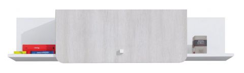 Jugendzimmer - Hängeschrank Floreffe 10, Farbe: Weiß / Eiche weiß - Abmessungen: 28 x 120 x 25 cm (H x B x T)