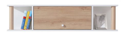 Jugendzimmer - Hängeschrank Burdinne 12, Farbe: Weiß / Eiche - Abmessungen: 30 x 125 x 25 cm (H x B x T)