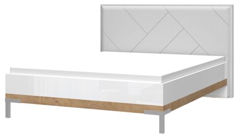 Doppelbett Faleasiu 21, Farbe: Weiß / Walnuss - Liegefläche: 160 x 200 cm (B x L)