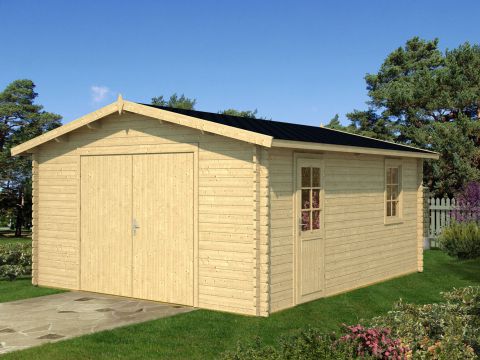 Holzgarage Latschur - 40 mm Blockbohlenhaus, Grundfläche: 24,7 m², Satteldach