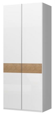 Drehtürenschrank / Kleiderschrank Faleasiu 12, Farbe: Weiß / Walnuss - Abmessungen: 224 x 92 x 56 cm (H x B x T)
