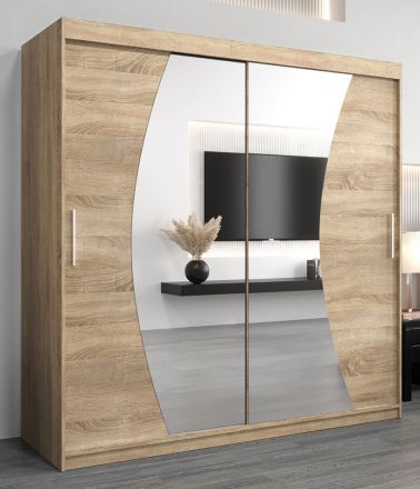  Schiebetürenschrank / Kleiderschrank Combin 05 mit Spiegel, Farbe: Eiche Sonoma - Abmessungen: 200 x 200 x 62 cm (H x B x T)