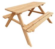 Picknicktisch Lisi für Kinder, aus Massivholz, Lärche natur, 51 x 89 x 84 cm, Kindertisch, Gartentisch für Kinder, sehr stabil, zwei Sitzbänke