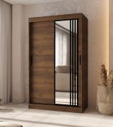 Schiebetürenschrank / Kleiderschrank | Farbe: Walnuss Warmia | 120 x 62 x 200 cm | Moderne Details | 5 Fächer | 2 Kleiderstangen | elegante Ausführung