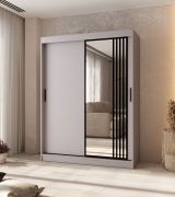 Schiebetürenschrank | Kaschmir | 5 Fächer | 2 Kleiderstangen | Moderne Details | 1 Spiegeltür | 150 x 62 x 200 cm | Kleiderschrank