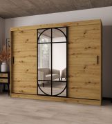 Schiebetürenschrank | Farbe: Eiche Artisan | Spiegeltür | Moderne Details | 250 x 62 x 200 cm | Kleiderschrank | 10 Fächer | 2 Kleiderstangen | hochwertig Verarbeitet