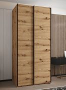 Kleiderschrank / Schiebetürenschrank | 2 Schiebetüren | 2 Kleiderstangen | 6 Fächer | Soft-Close | 245,5 x 100 x 64 cm | Farbe: Eiche Artisan