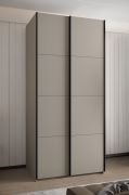 Kleiderschrank / Schiebetürenschrank | ABS-Kantenschutz | 6 Fächer | 2 Kleiderstangen | 245,5 x 120 x 64 cm | 2 Schiebetüren | Farbe: Kaschmir