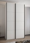 Kleiderschrank / Schiebetürenschrank | 2 Schiebetüren | 6 Fächer | 2 Kleiderstangen | 245,5 x 130 x 64 cm | 6 Einlegeböden | Farbe: Weiß | Soft-Close