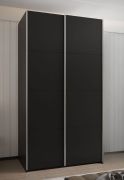 Kleiderschrank / Schiebetürenschrank | 2 Kleiderstangen | 2 Schiebetüren | 6 Fächer | 6 Einlegeböden | Soft-Close | Farbe: Schwarz | Soft-Close