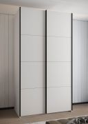 Kleiderschrank / Schiebetürenschrank | 6 Fächer | 245,5 x 140 x 65 cm | 6 Einlegeböden | 2 Kleiderstangen | 2 Schiebetüren | Farbe: Weiß | Soft-Close