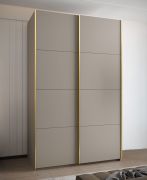 Kleiderschrank / Schiebetürenschrank | 2 Kleiderstangen | 245,5 x 160 x 64 cm | 2 Schiebetüren | 11 Fächer | 10 Einlegeböden | Farbe: Kaschmir | Soft-Close