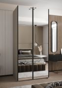 Kleiderschrank / Schiebetürenschrank | 6 Einlegeböden | 6 Fächer | 245,5 x 120 x 64 cm | 2 Kleiderstangen | 2 Schiebetüren | Farbe: Kaschmir | Soft-Close