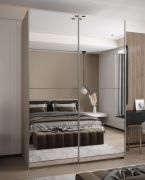 Kleiderschrank / Schiebetürenschrank | 245,5 x 170 x 64 cm | 11 Fächer | Soft-Close | 2 Kleiderstangen | Spiegel | 2 Schiebetüren | Farben: Kaschmir