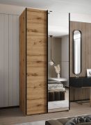 Kleiderschrank / Schiebetürenschrank | 2 Kleiderstangen | 245,5 x 110 x 64 cm | Spiegel | 6 Fächer | 2 Schiebetüren | Farbe: Eiche Artisan | Soft-Close