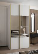 Kleiderschrank / Schiebetürenschrank | 245,5 x 120 x 64 cm | Soft-Close | Farbe: Weiß | Spiegel | 2 Schiebetüren | 2 Kleiderstangen | 6 Fächer