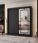 Schiebetürenschrank | Schwarz Matt | 10 Fächer | 2 Kleiderstangen | hochwertig Verarbeitet | 180 x 62 x 200 cm | Kleiderschrank | Spiegeltür | modernes Design