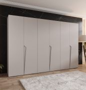 Drehtürenschrank | Farbe: Kaschmir | ABS-Kanten | 3 Meter breit | 3 Kleiderstangen | Soft-Close-Funktion | Griffe: Kaschmir | 3 Fächer | Maße: 300 x 52 x 202 cm