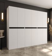 Drehtürenschrank | Weiß | 12 Drehtüren | 9 Fächer | 3 Kleiderstangen | 270 x 52 x 203 cm | hochwertig Verarbeitet | Soft-Close Funktion | Kleiderschrank
