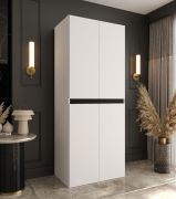 Kleiderschrank / Drehtürenschrank | Weiß | 4 Drehtüren | 3 Fächer | Soft-Close Funktion | 1 Kleiderstange | 90 x 52 x 203 cm | für Schlafzimmer