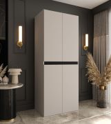Kleiderschrank / Drehtürenschrank | Kaschmir | 4 Drehtüren | 3 Fächer | Soft-Close Funktion | 1 Kleiderstange | 90 x 52 x 203 cm | für Schlafzimmer