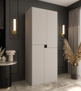 Kleiderschrank / Drehtürenschrank | Kaschmir | 4 Drehtüren | 3 Fächer | 1 Kleiderstange | 90 x 52 x 203 cm | für Schlafzimmer | Soft-Close Funktion