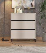 Kommode | Farbe: Kaschmir | 3 Schubladen | Maße: 80 x 40 x 90 cm | ABS-Kanten | modernes Design | Beine: Schwarz | für Schlafzimmer