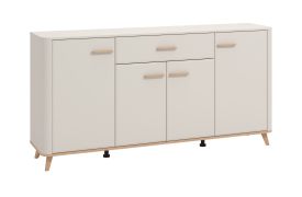 Kommode | 4 Drehtüren | 1 Schublade | Farbe: Kaschmir | ABS-Kanten | 3 Holzeinlegeböden | Sideboard | Maße: 179,5 x 40 x 90,5 cm | 6 Fächer | für Wohnzimmer