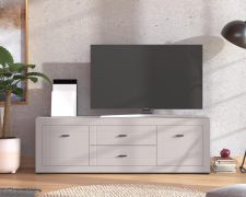 TV-Unterschrank | 2 Schubladen | Farbe: Kaschmir | ABS-Kanten | 2 Drehtüren | Maße: 166,5 x 41,5 x 53,5 cm | 2 Fächer | Metallgriffe | für Wohnzimmer