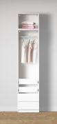 Offener Kleiderschrank | 2 Innenschubladen | Farbe: Weiß | 1 Kleiderstange | 1 Fach | 51,5 x 55 x 234 cm | 2 Schubladen | schmaler Schrank