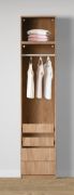 Offener Kleiderschrank | 2 Innenschubladen | Farbe: Eiche Puccini | 1 Kleiderstange | 1 Fach | 51,5 x 55 x 234 cm | 2 Schubladen | schmaler Schrank