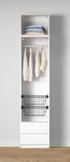 Offener Kleiderschrank | 2 Wäschekörbe | Farbe: Weiß | 1 Kleiderstange | 2 Schubladen | für Ankleidezimmer | 1 Fach | Maße: 51,5 x 55 x 234 cm