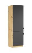 Kühlschrank Umbauschrank | 2 Türen | Artisan-Eiche / Grau | 60 x 57,8 x 211,9 cm | 2 Metallgriffe