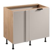 Küchenunterschrank / Eckunterschrank | 1 Drehtür | Farbe: Eiche Puccini | Push-to-open Funktion | Soft-Close Funktion | 2 Fächer | 100 x 56 x 87 cm | Türanschlag: Rechts