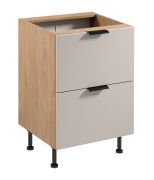 Küchenunterschrank | 2 Schubladen | Farbe: Eiche Puccini / Beige | Soft-Close Funktion | 60 x 52 x 87 cm | Metallgriffe | hochwertig Verarbeitet | verstellbare Beine