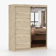 1,6 Meter breiter Kleiderschrank / Schiebetürenschrank mit Spiegel | Artisan | Galtee 10 | 195 x 160 x 61 cm | 2 Türen | 6 Fächer | Einfarbig
