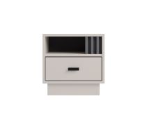 Nachtkommode für Bettanbau Niel 20, Farbe: Kaschmir, Maße: 40 x 40 x 36 cm, eine Schublade, ein Fach, gespiegelt aufbaubar