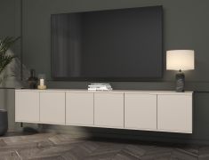 TV-Unterschrank | Kaschmir | Push-to-open Funktion | 6 Türen | 12 Fächer | 210 x 40 x 40 cm | kann hängend oder stehend aufgebaut werden | TV-Board