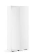 Kleiderschrank für Garderobe Zapopan 25, Farbe: Weiß, zwei Fächer, zwei ausziehbare Kleiderstangen, Maße: 185 x 90 x 40 cm,
