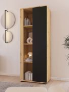 Bücherregal | Farbe: Eiche Artisan / Schwarz | Beine: Metall | 1 Tür | Maße: 60 x 40 x 162 cm | 8 Fächer | Türanschlag wechselbar | Push-to-open Funktion