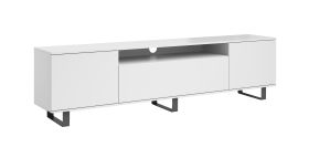Heller TV-Möbel / TV-Schrank mit hochwertigen Materialien Zapopan 130, Farbe: Weiß, Maße: 56 x 200 x 40 cm, Push-to-open Funktion, sehr langlebig und stabil