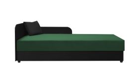 Tagesbett / Gästebett Lobatos 67, Sofa-Bett, Farbe: Schwarz / Grün, Kopfteil links, aufklappbarer Stauraum, inkl. Kissen, Liegefläche: 80 x 195 cm, für Gästezimmer