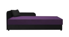 Dunkles Gästebett / Tagesbett inkl. Kissen Lobatos 63, Farbe: Schwarz / Lila, Kopfteil links, Liegefläche: 80 x 195 cm, Stauraum, für Gästezimmer