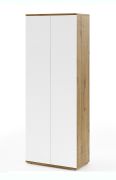 Garderobenschrank | Farbe: Eiche Artisan / Weiß | 2 Türen | eine ausziehbare Kleiderstange | 1 Fach | 70 x 40 x 185 cm | Push-to-open Funktion